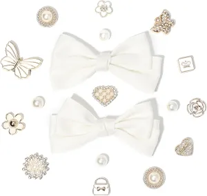 18Pcs Bow Shoe Charms for Women, Bling Rhinestones Shoe Charms Accessories, DIY Shoe Decoration Charms for Clogs Summer Sandals Party Favor