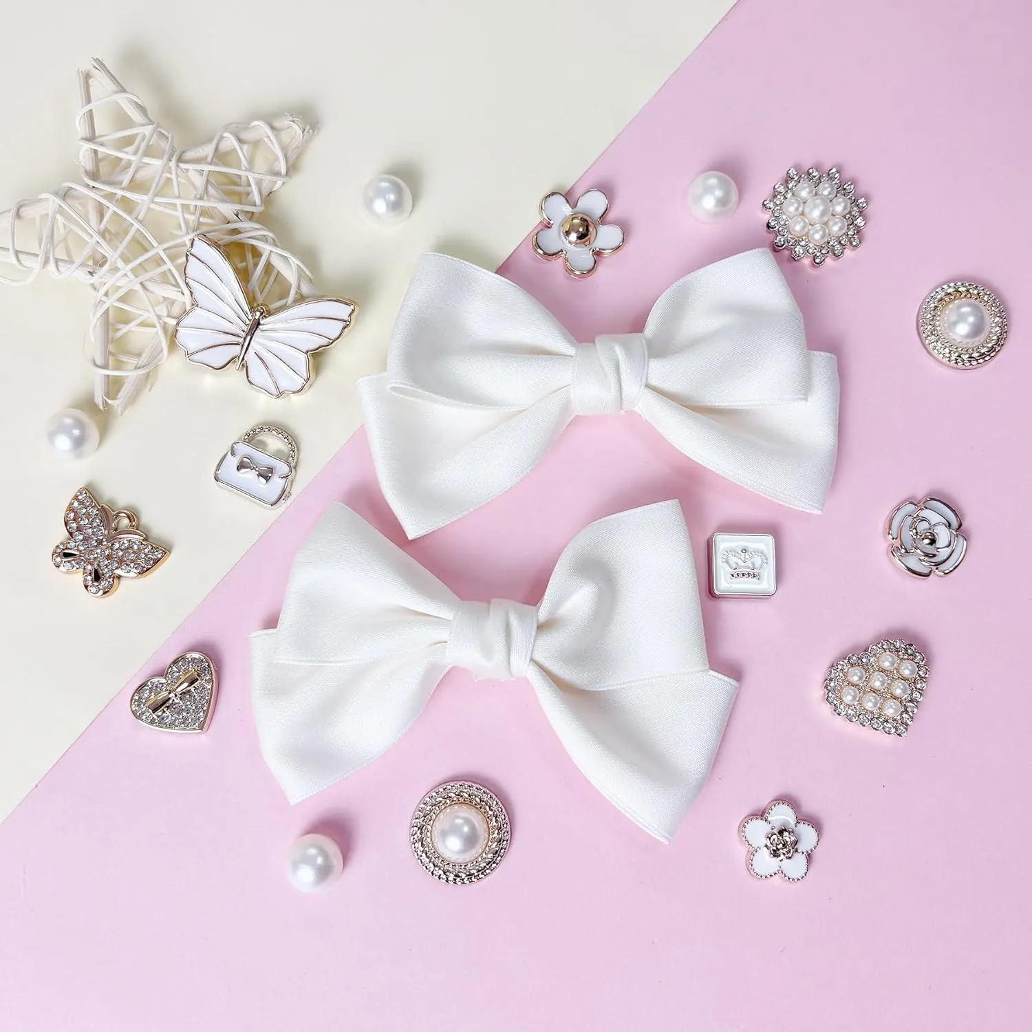 18Pcs Bow Shoe Charms for Women, Bling Rhinestones Shoe Charms Accessories, DIY Shoe Decoration Charms for Clogs Summer Sandals Party Favor