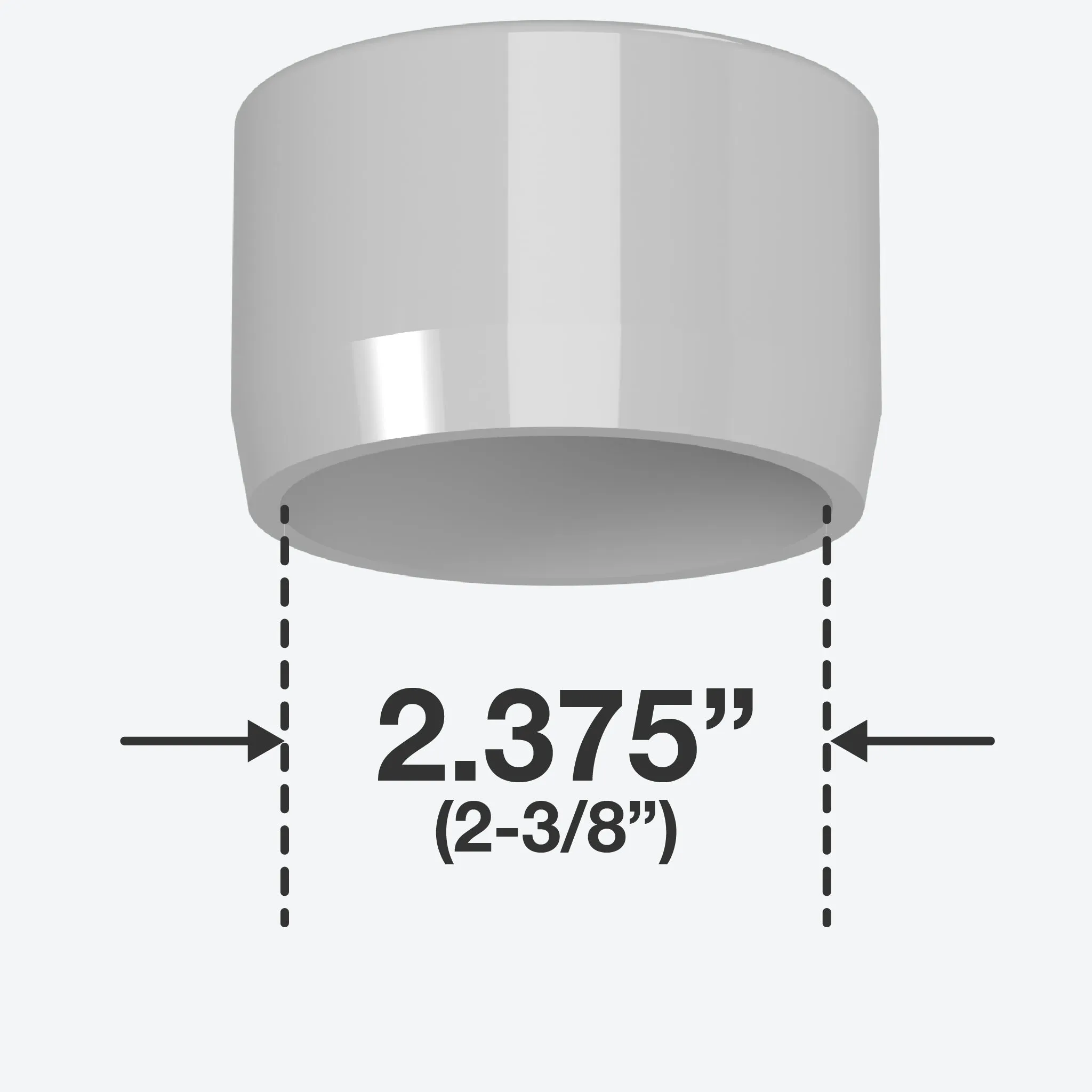 2 in. External Flat PVC End Cap, Furniture Grade - Gray