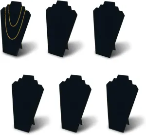 6pcs/ Pack 12.5inches Black Velvet Necklace Easel Jewelry Organizer Displays Stand with Reinforced Bracket