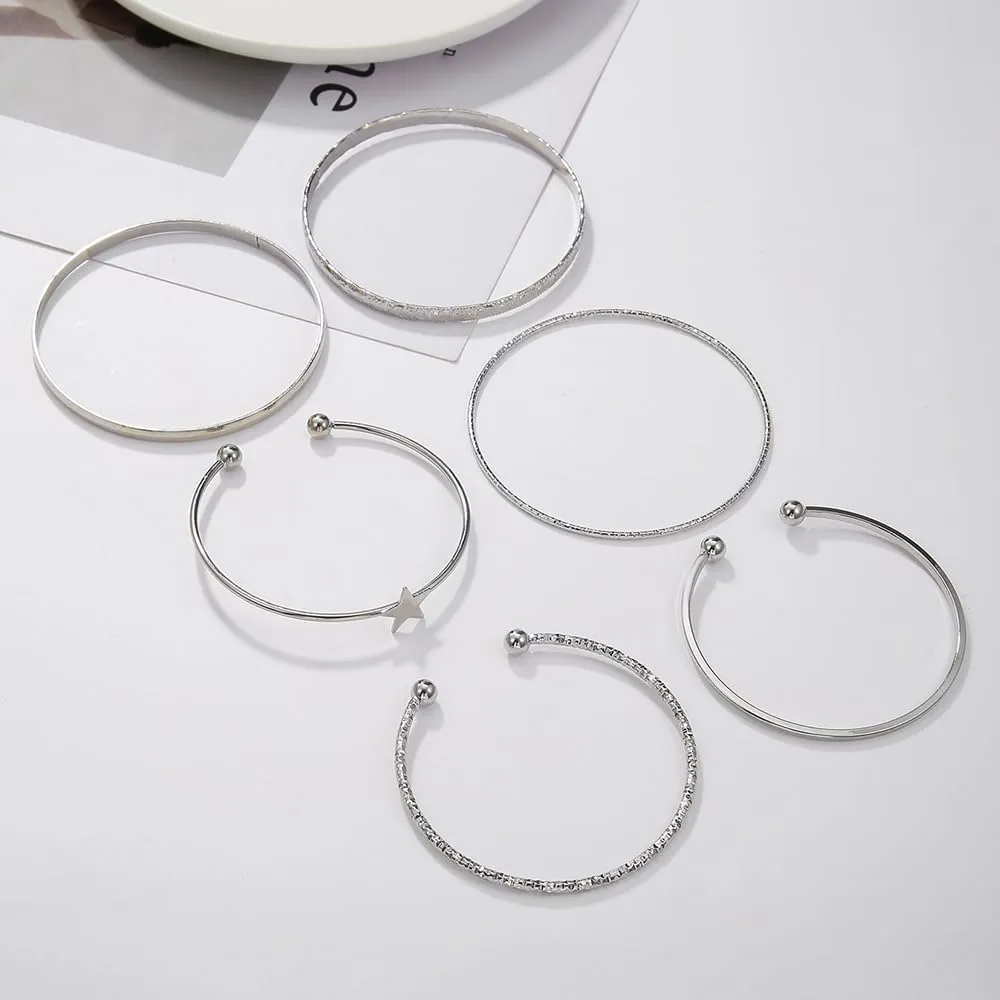 7Pcs Gold Bangle Bracelets Set for Women - Multi Layer Stackable Textured Bracelets Indian Cuff Bangles Boho Jewelry Set