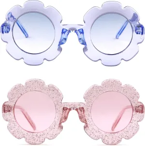 ADE WU Sunglasses for Kids Round Flower Cute Glasses UV 400 Protection Children Girl Boy Gifts