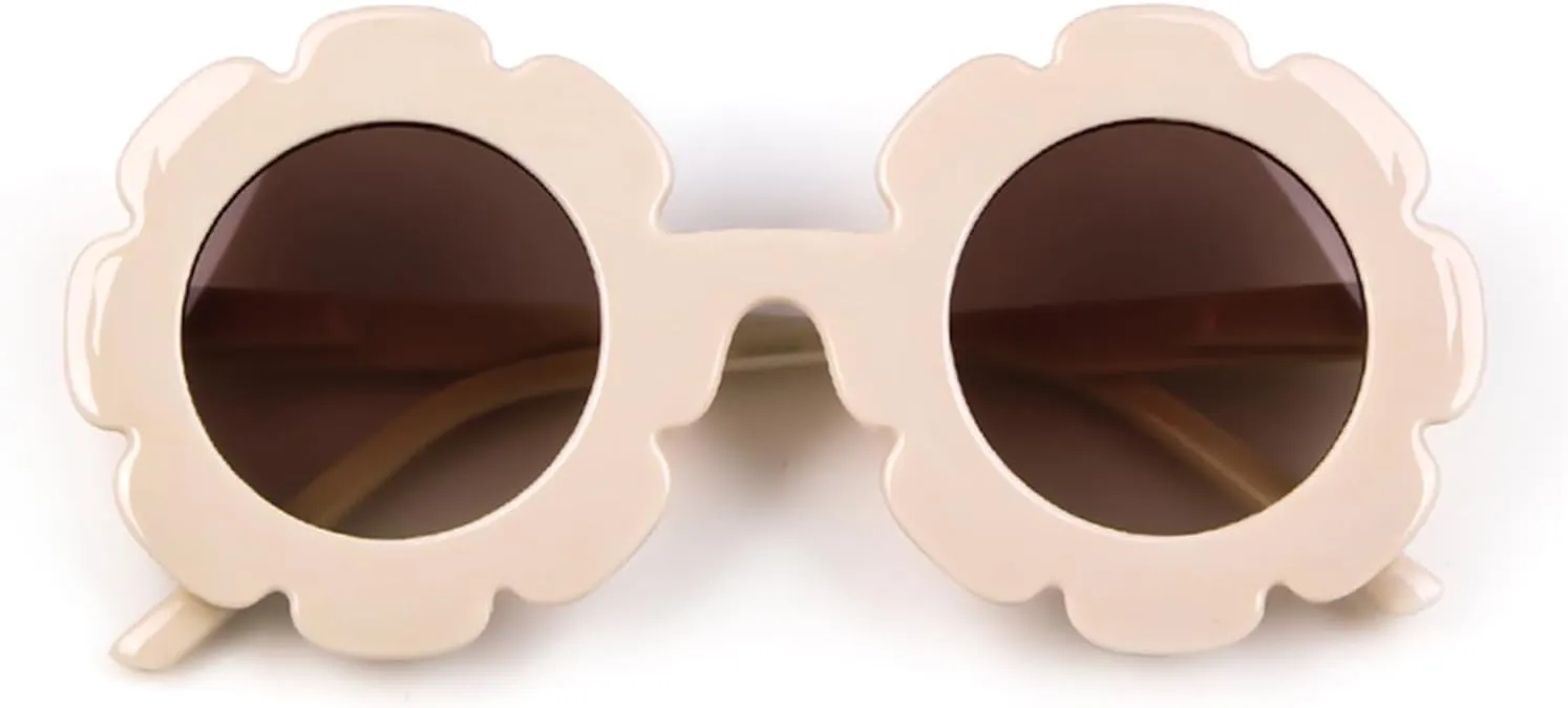 ADE WU Sunglasses for Kids Round Flower Cute Glasses UV 400 Protection Children Girl Boy Gifts