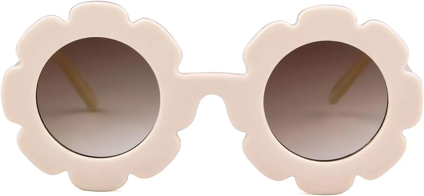 ADE WU Sunglasses for Kids Round Flower Cute Glasses UV 400 Protection Children Girl Boy Gifts