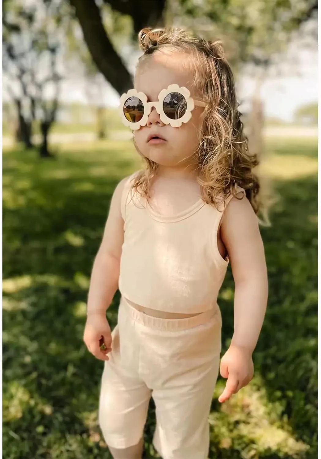 ADE WU Sunglasses for Kids Round Flower Cute Glasses UV 400 Protection Children Girl Boy Gifts