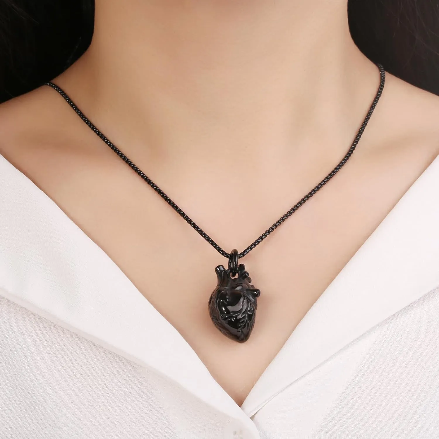 Anatomical 3D Heart Cremation Jewelry For Ashes Of Loved Ones Keepsake Urn Necklace For Women Men Memorial Pendant Stainless Steel