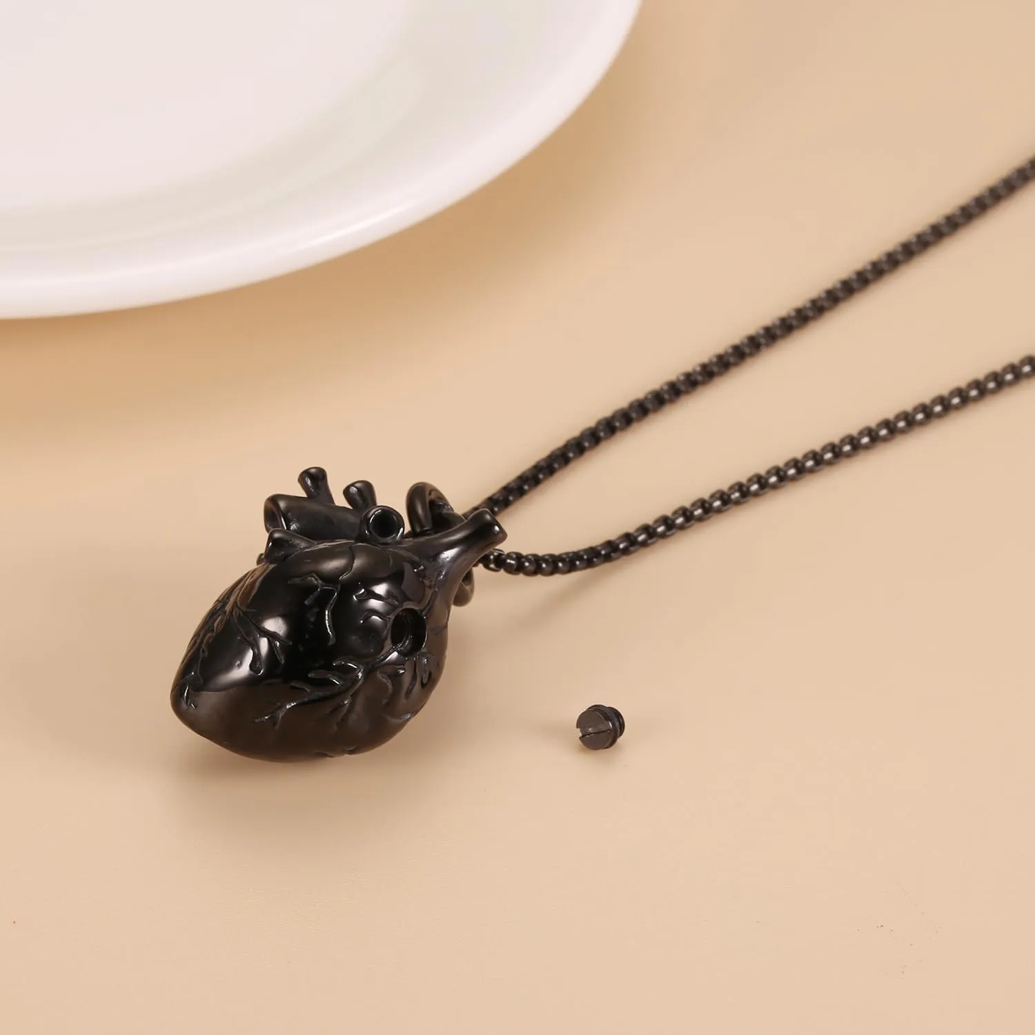 Anatomical 3D Heart Cremation Jewelry For Ashes Of Loved Ones Keepsake Urn Necklace For Women Men Memorial Pendant Stainless Steel