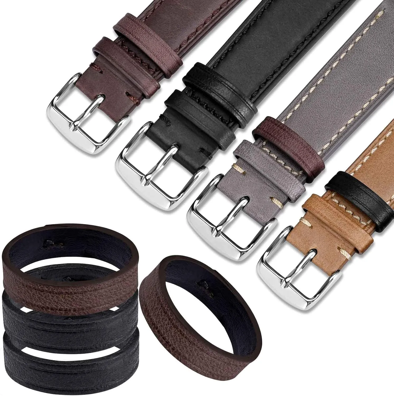 ANNEFIT Watch Bands Keeper, 4PCS Leather Watch Straps Replacement Loops 18mm 20mm 22mm