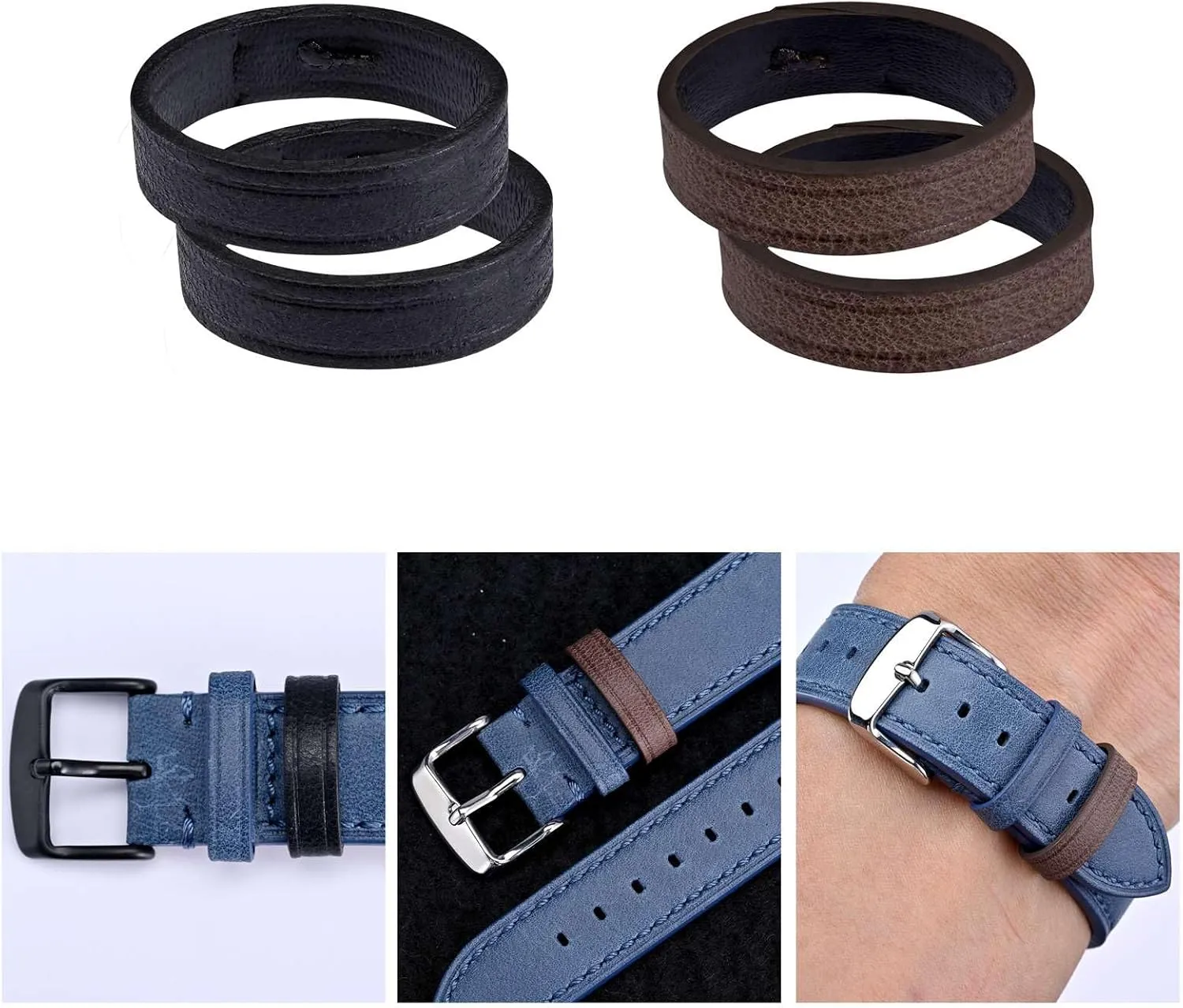 ANNEFIT Watch Bands Keeper, 4PCS Leather Watch Straps Replacement Loops 18mm 20mm 22mm