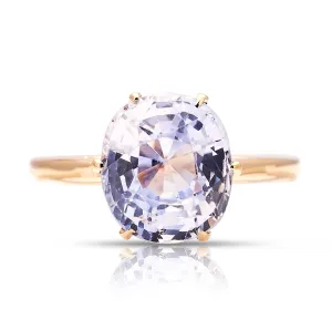 Antique, single-stone lilac sapphire ring 14ct yellow gold