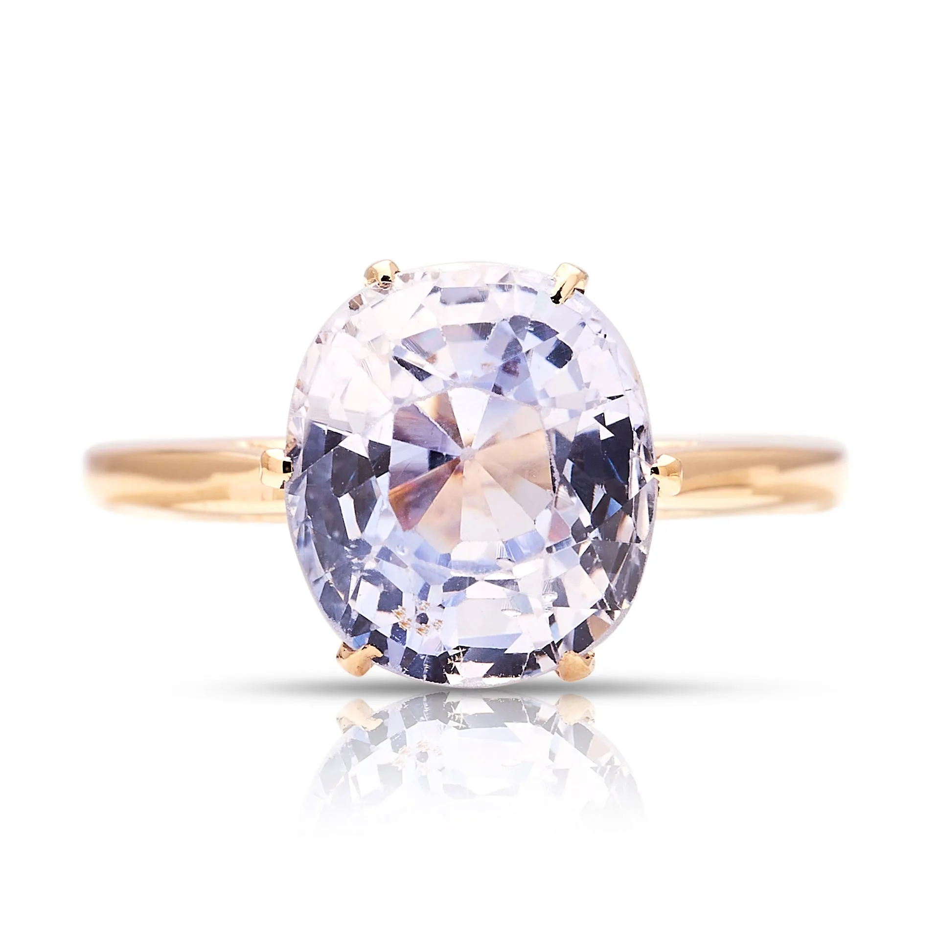 Antique, single-stone lilac sapphire ring 14ct yellow gold