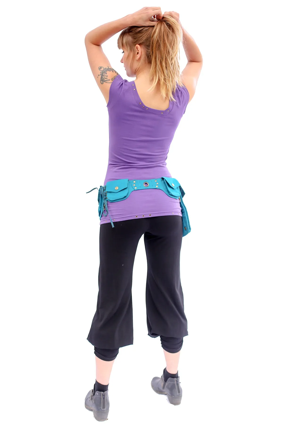 Asymmetrical pocket belt turquoise