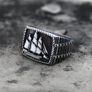 Barque Sailing Ship Stainless Steel Marine Ring