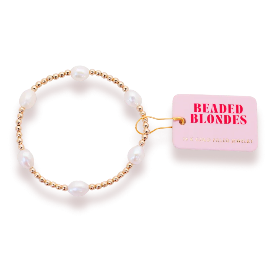 Beaded Blondes | Poppi Pearl Bracelet in Gold