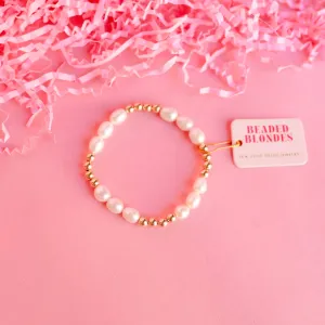 Beaded Blondes - Willow Pearl Bracelet in Gold