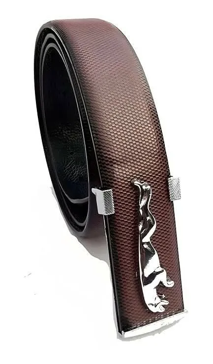 BEST VALENTINE GIFT Premium Faux Leather Belts Designer Set (Silver Black & Brown, Pack of 2)