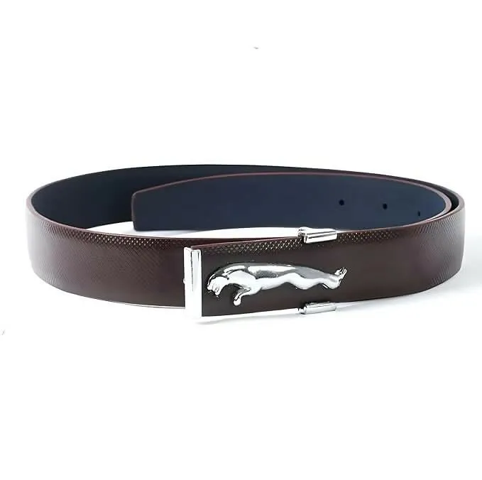 BEST VALENTINE GIFT Premium Faux Leather Belts Designer Set (Silver Black & Brown, Pack of 2)