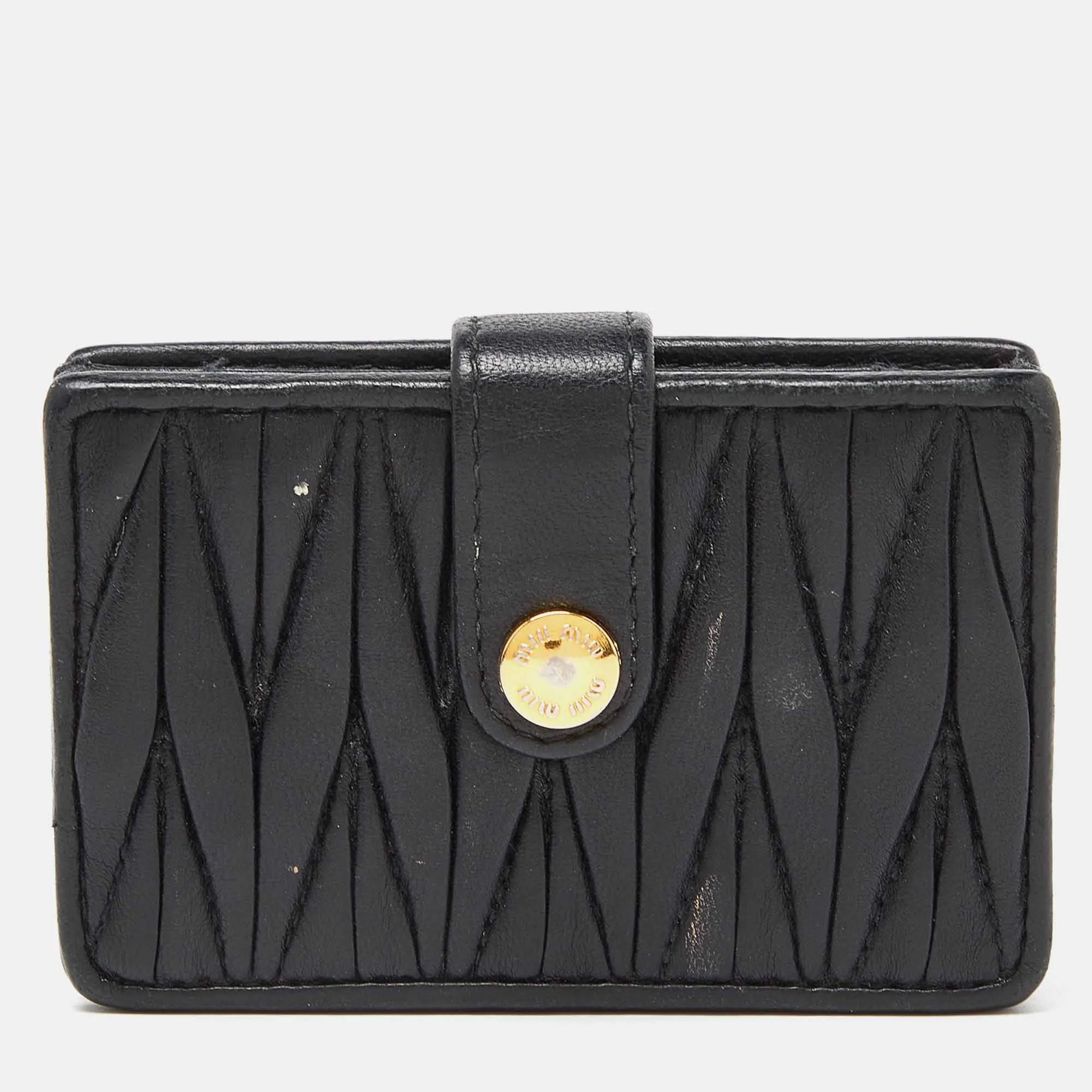 Black Matelass&eacute; Leather Card Case