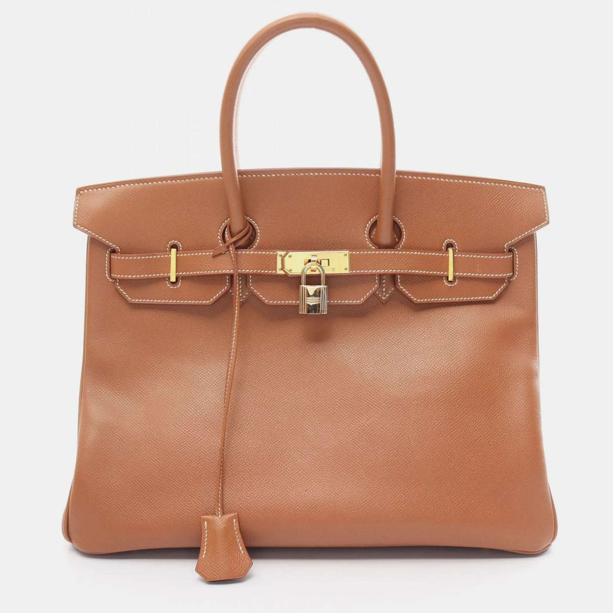 Brown Leather Courchevel Birkin 35 Bag