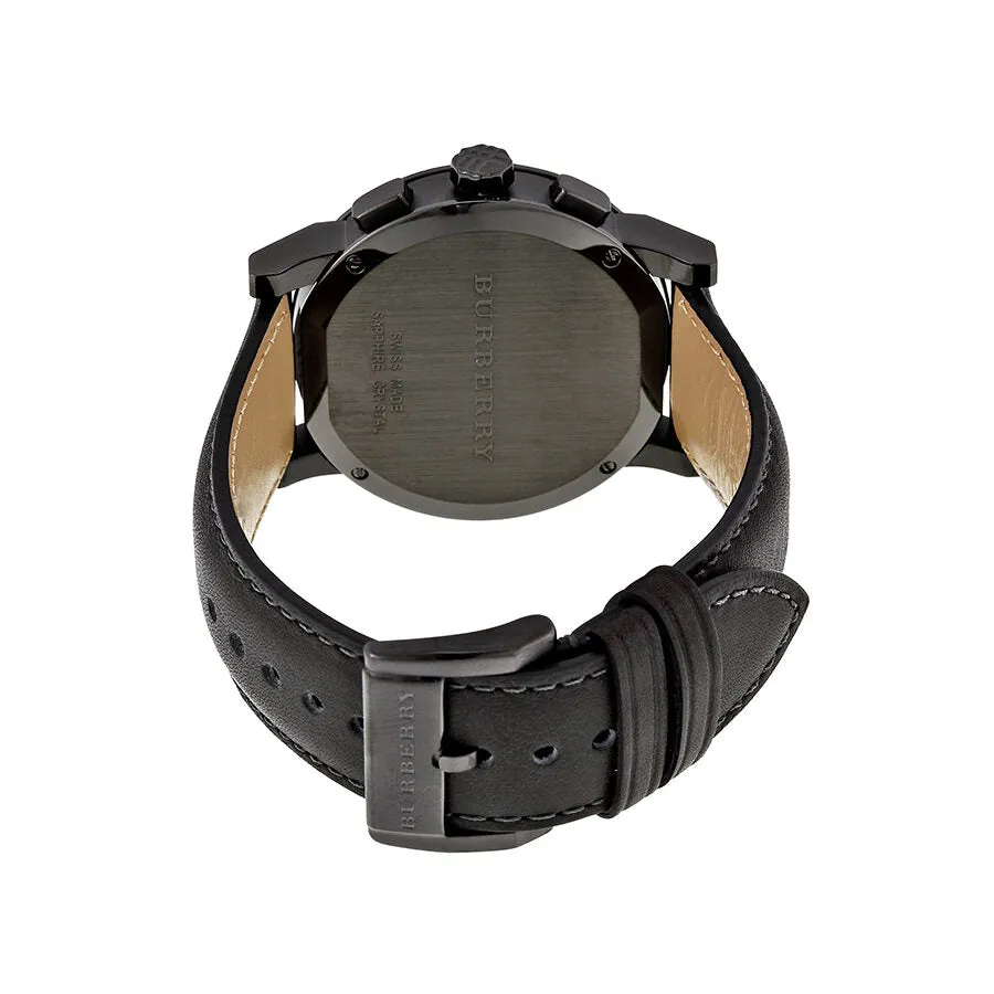 Burberry Chronograph Dark Grey Dial Dark Grey Leather Men's Watch BU9364