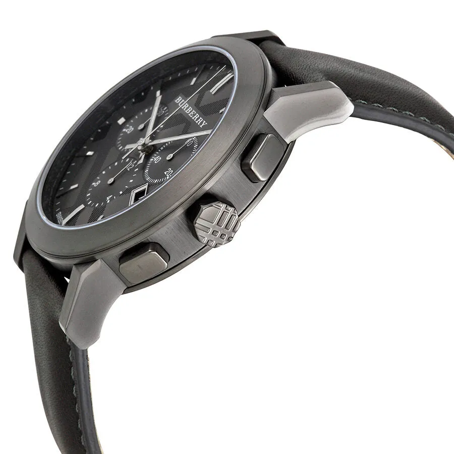 Burberry Chronograph Dark Grey Dial Dark Grey Leather Men's Watch BU9364