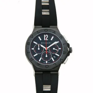 Bvlgari Diagono Black Dial Stainless Steel & Rubber Chronograph Men's Watch 102160