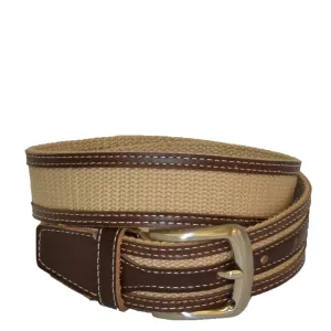 BYRON - Cotton Canvas Men's sand/Tan Leather Belt