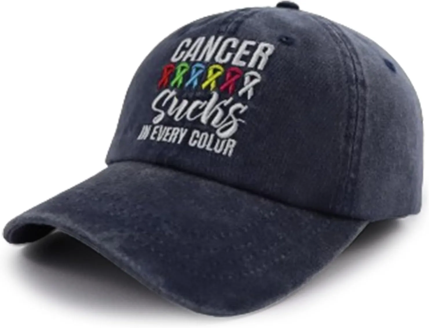 Cancer Such's in Every Color Hat for Women Men, Funny Adjustable Embroidered Cotton Red Pink Ribbon Cancer Awareness Caps