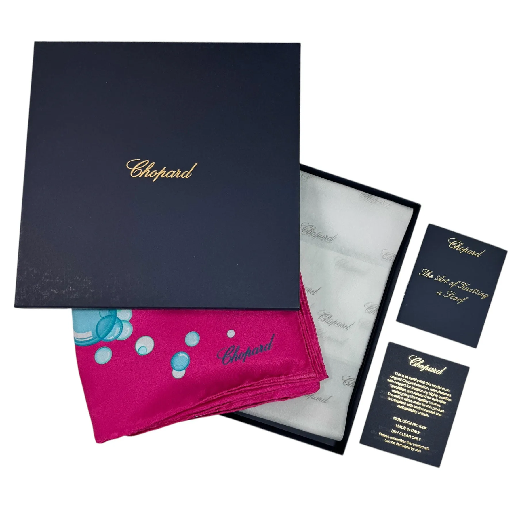 Chopard Scarf Fuchsia Happy Bubbles - Twill Silk Square Foulard