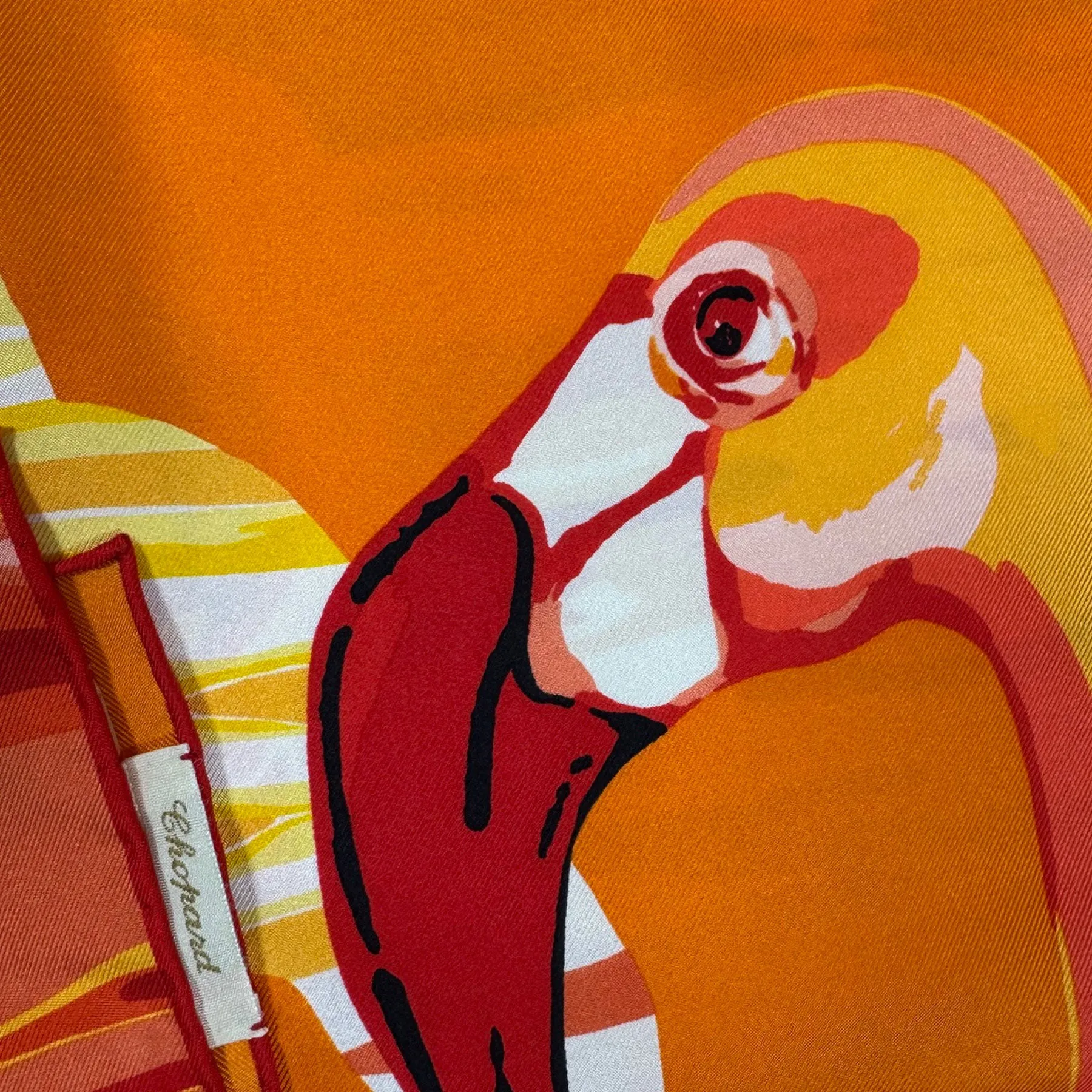 Chopard Scarf Orange Flamingo - Twill Silk Square Foulard