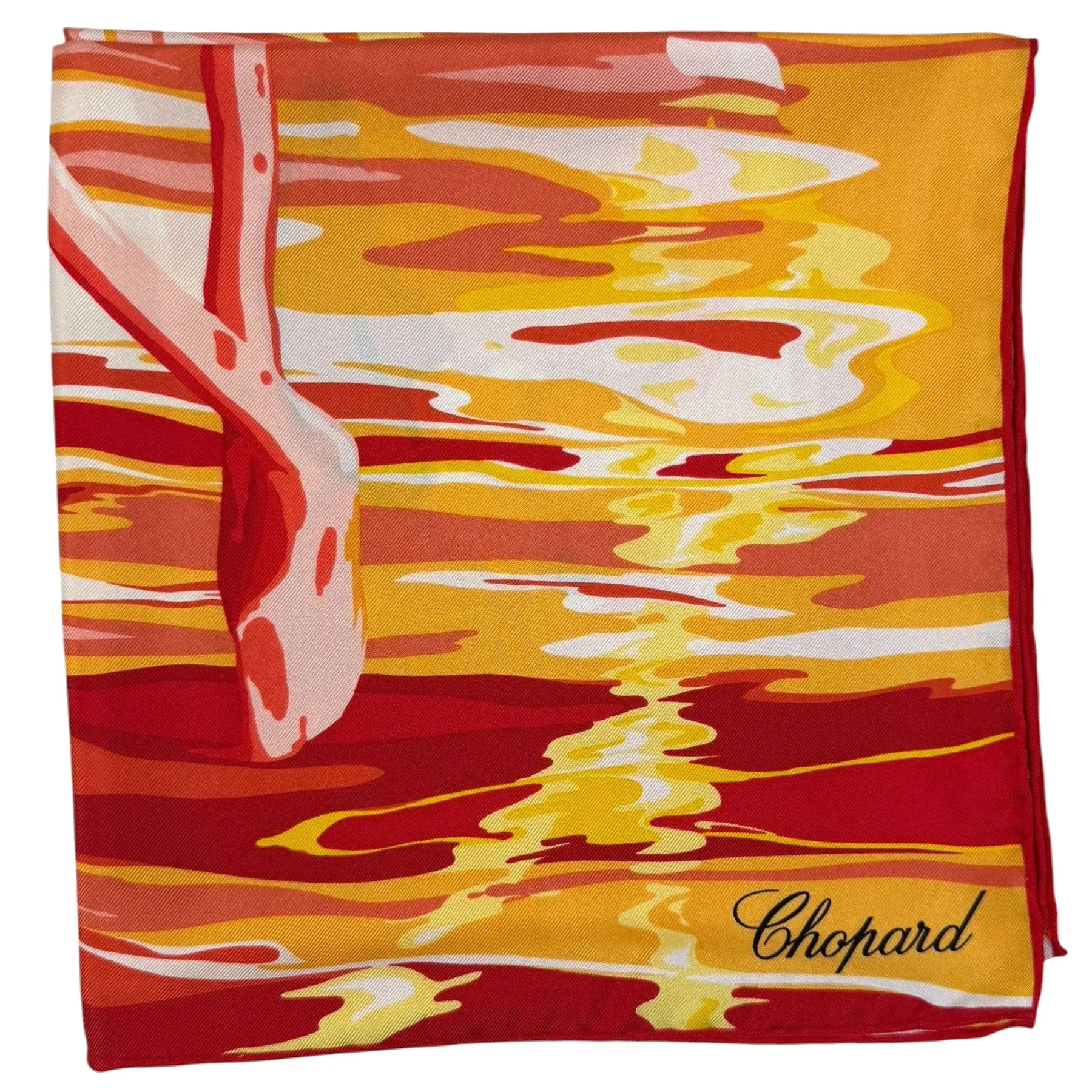 Chopard Scarf Orange Flamingo - Twill Silk Square Foulard