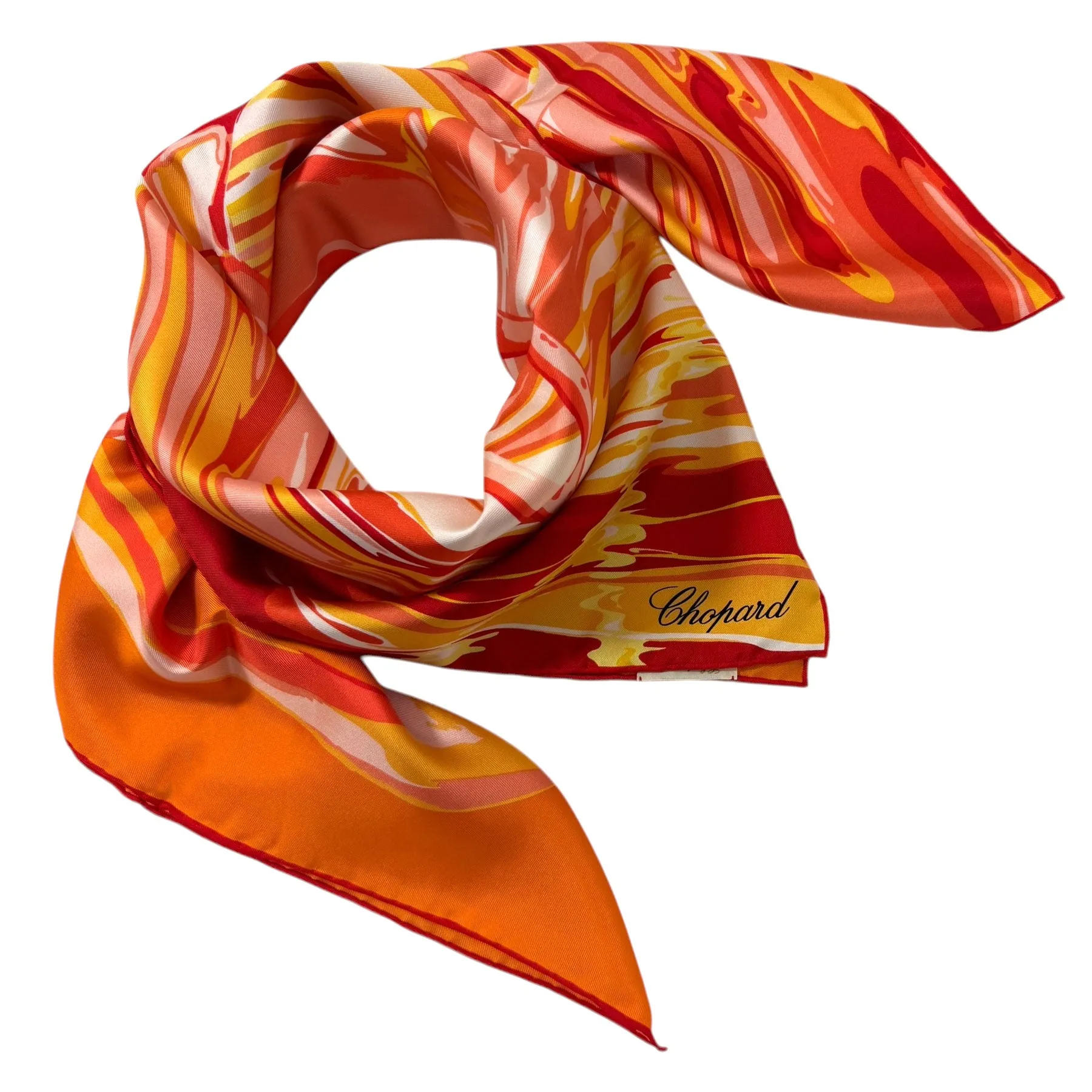 Chopard Scarf Orange Flamingo - Twill Silk Square Foulard