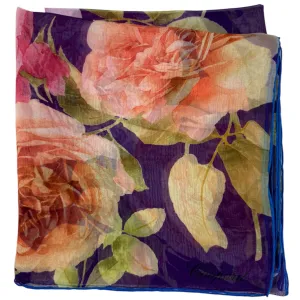 Chopard Scarf Violet Floral - Extra Large Chiffon Silk Shawl