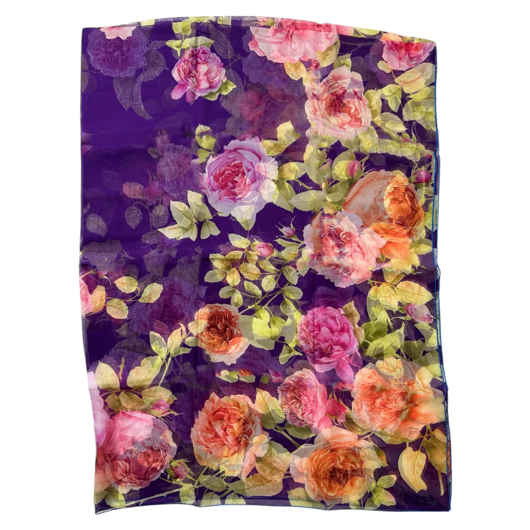 Chopard Scarf Violet Floral - Extra Large Chiffon Silk Shawl