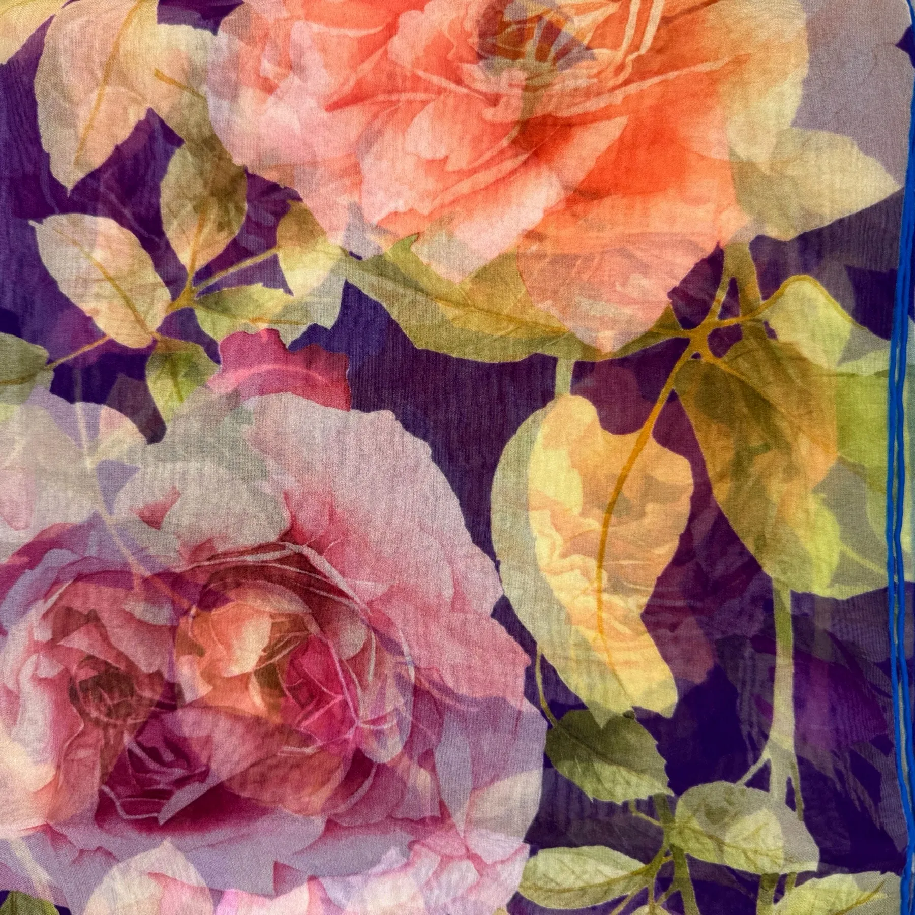 Chopard Scarf Violet Floral - Extra Large Chiffon Silk Shawl