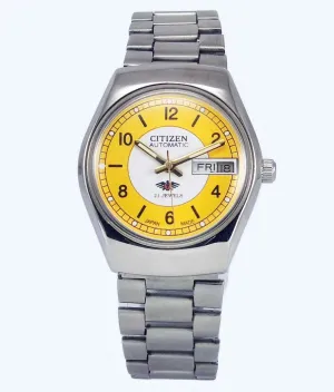 Citizen Automatic 8200A White-Yellow Dial 21 Jewels Day Date Men's Mechanical Watch