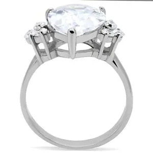 CJ141TK Wholesale Stainless Steel Clear Pear Cut Crystal Cubic Zirconia Ring