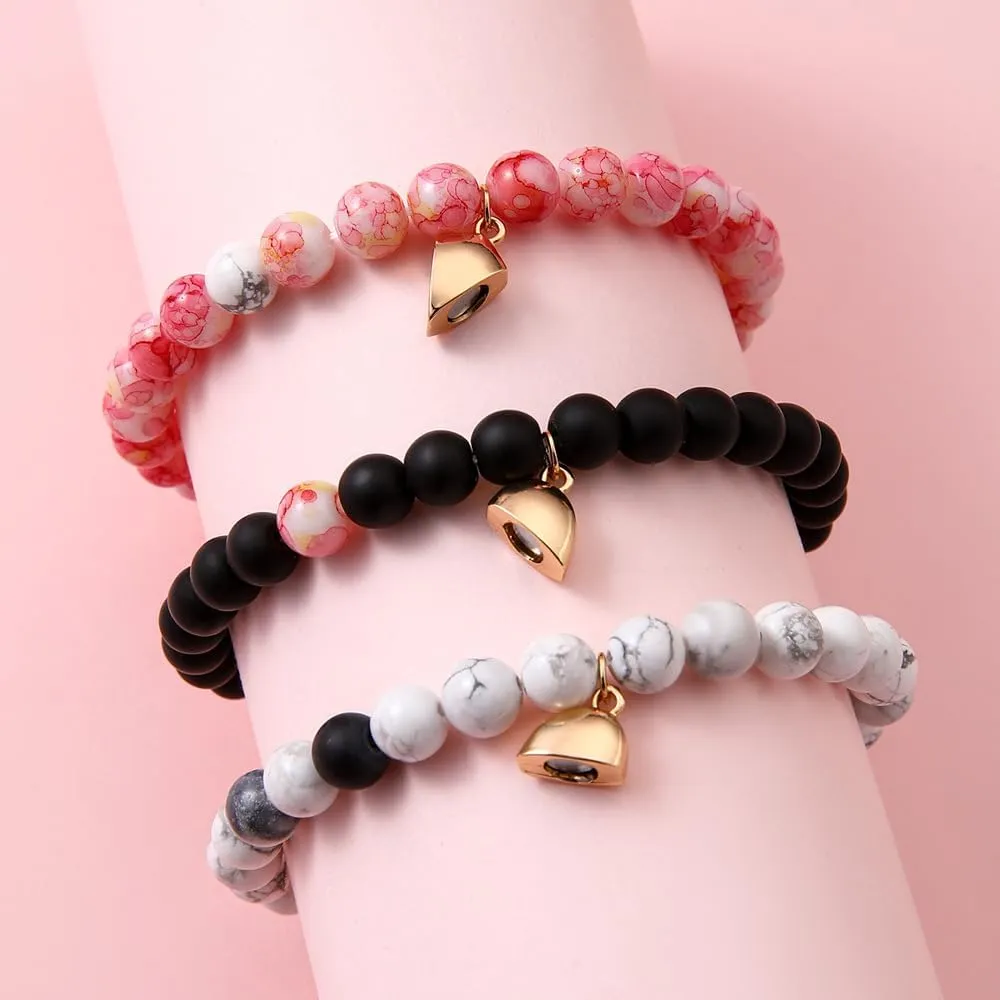 COLORFUL BLING BFF Bracelet for 3,Mother Daughter Bracelets Set,Cross Butterfly Heart Charm Bracelet for Women Men,Love Heart Matching Strand Bracelets Friendship Jewelry Gifts
