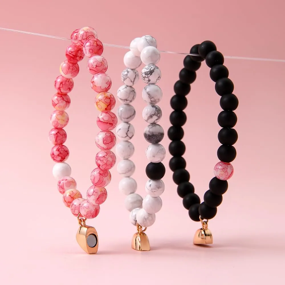 COLORFUL BLING BFF Bracelet for 3,Mother Daughter Bracelets Set,Cross Butterfly Heart Charm Bracelet for Women Men,Love Heart Matching Strand Bracelets Friendship Jewelry Gifts