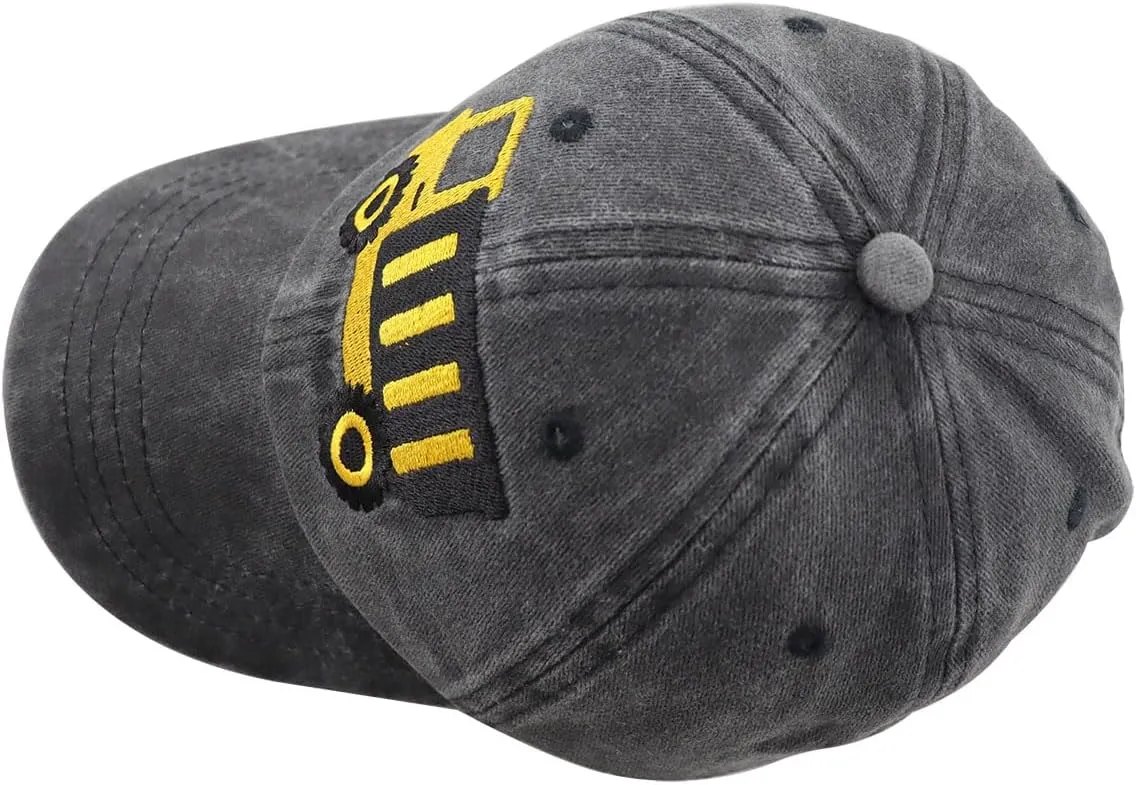 Construction Site Vehicles Hats for Boys Girls Age 3-10Adjustable Vintage Embroidered Kids Baseball Cap
