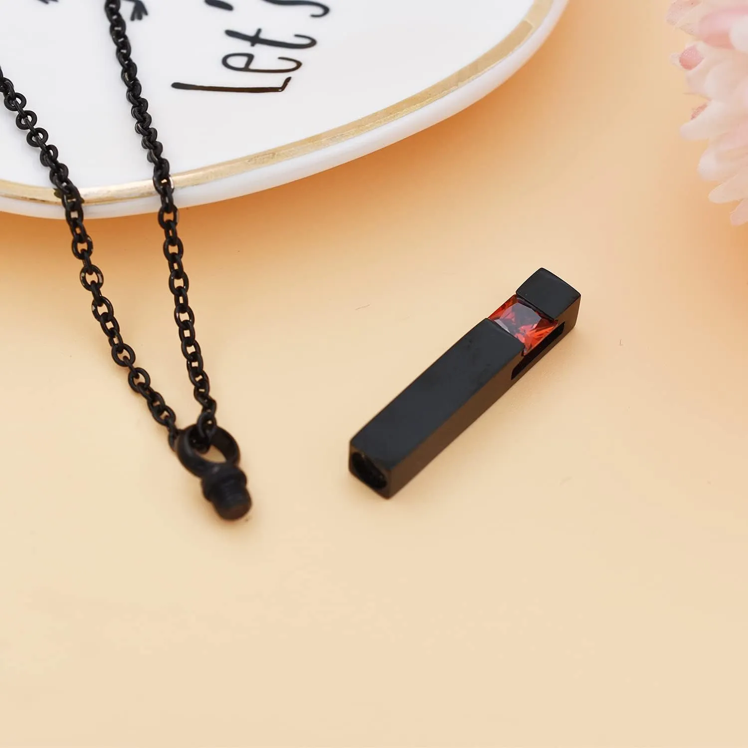 Crystal Bar Memorial Urn Necklace Ashes Holder Keepsake Cremation Jewelry Pendant Stainless Steel Funeral Jewelry