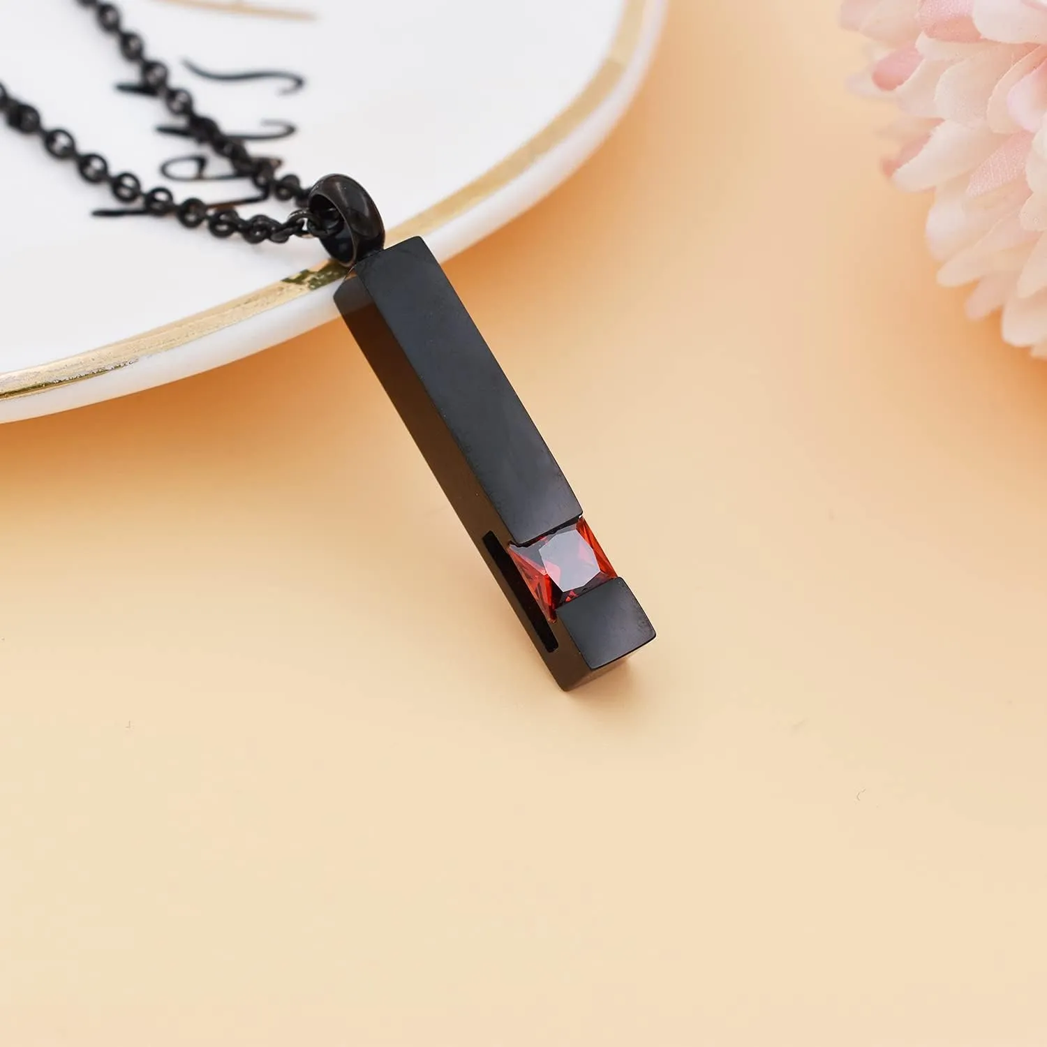 Crystal Bar Memorial Urn Necklace Ashes Holder Keepsake Cremation Jewelry Pendant Stainless Steel Funeral Jewelry