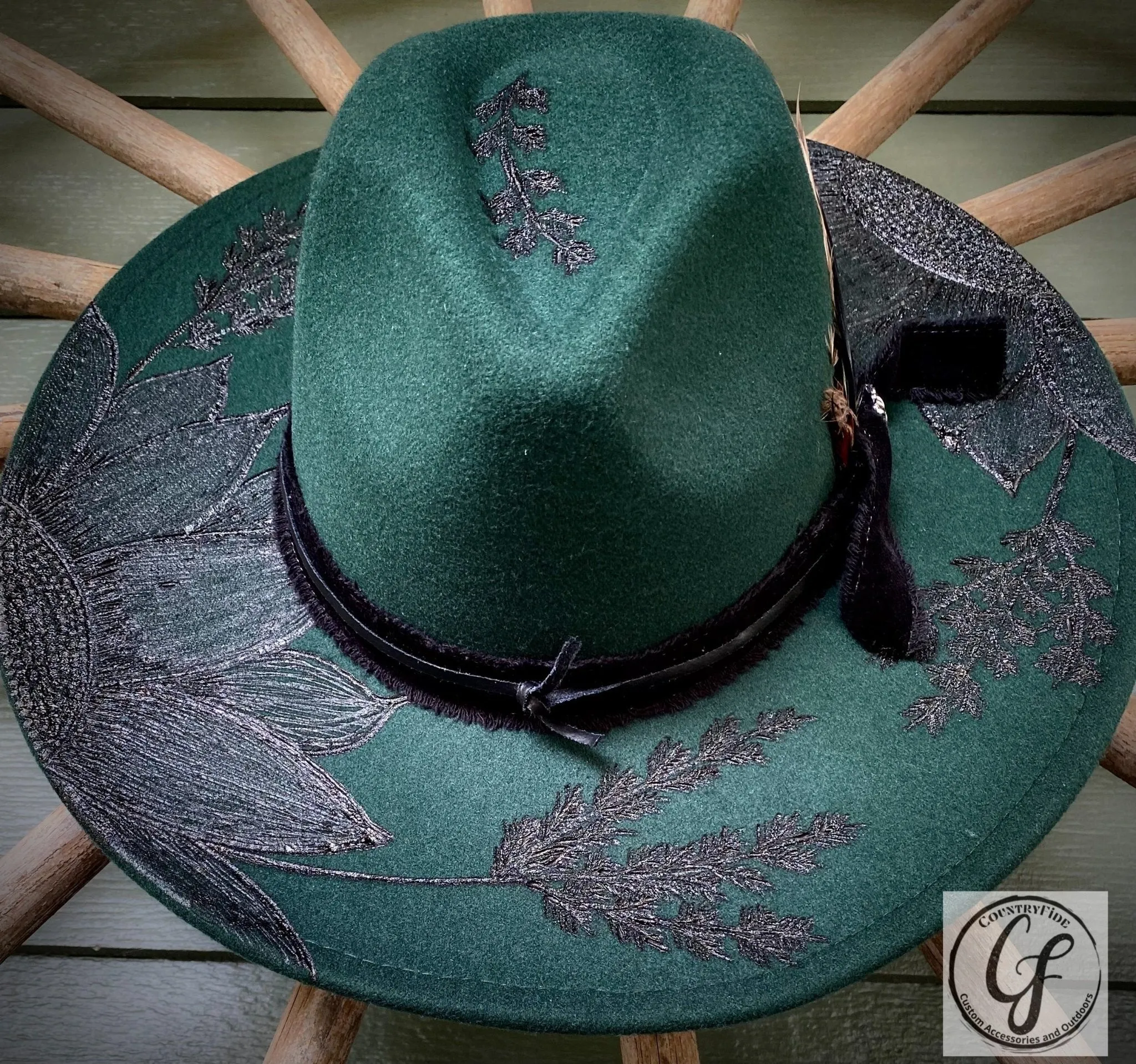 DARK GREEN SUNFLOWER FEDORA