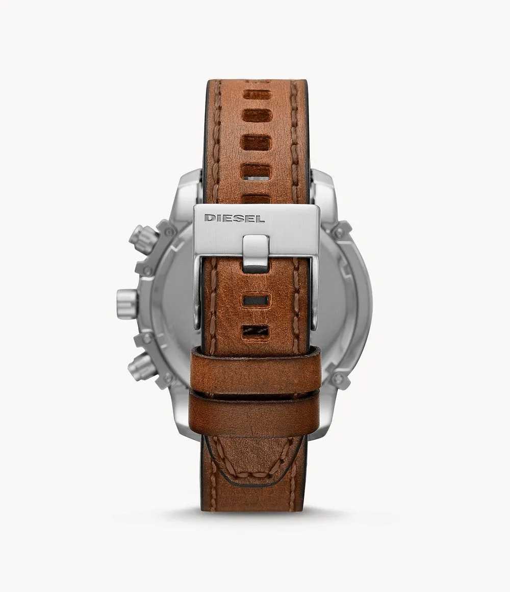 Diesel DZ4518 Chronograph Griffed Brown Leather Strap Watch 48mm Men Watches