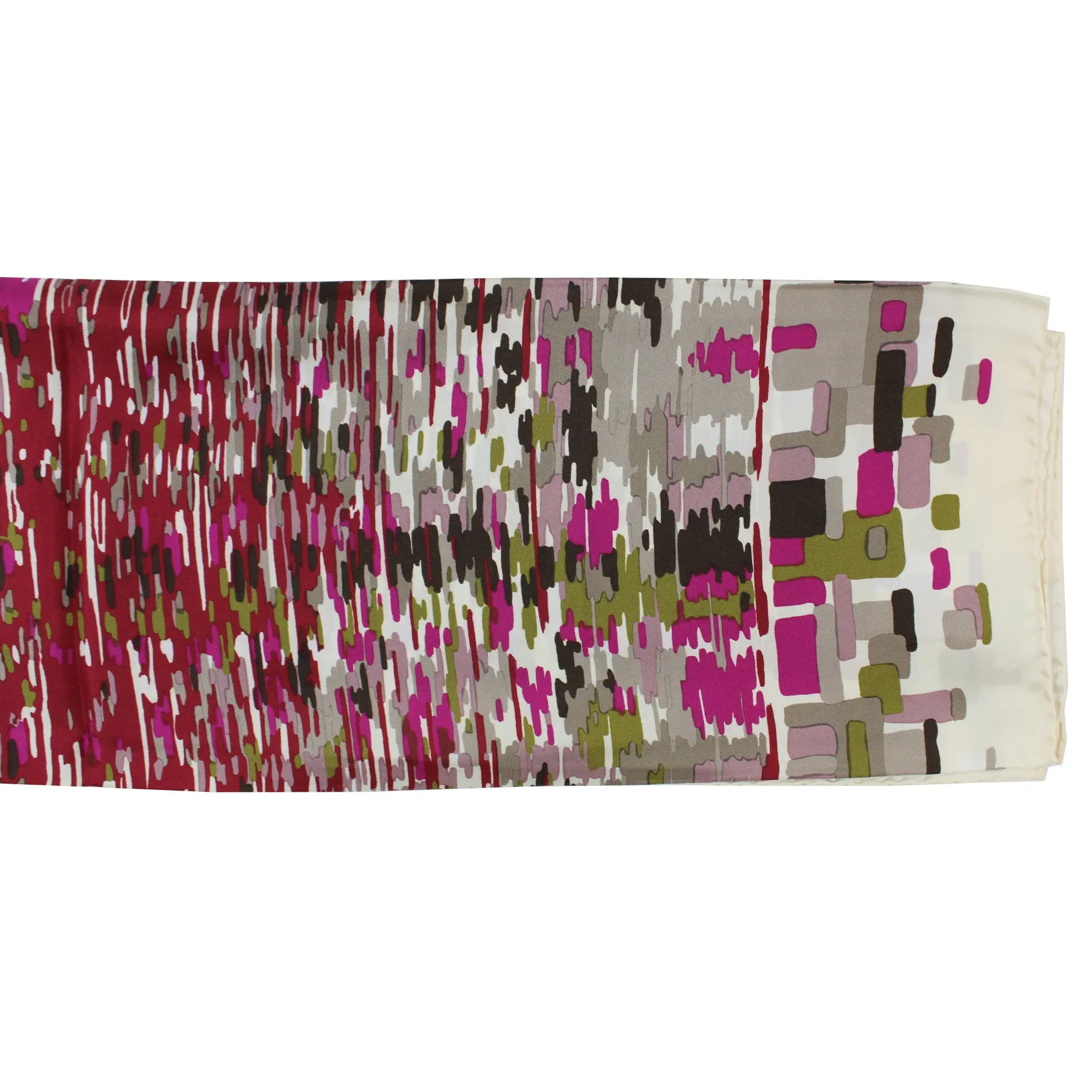 Elie Saab Scarf Maroon Olive Mauve Design - Twill Silk Square Foulard SALE
