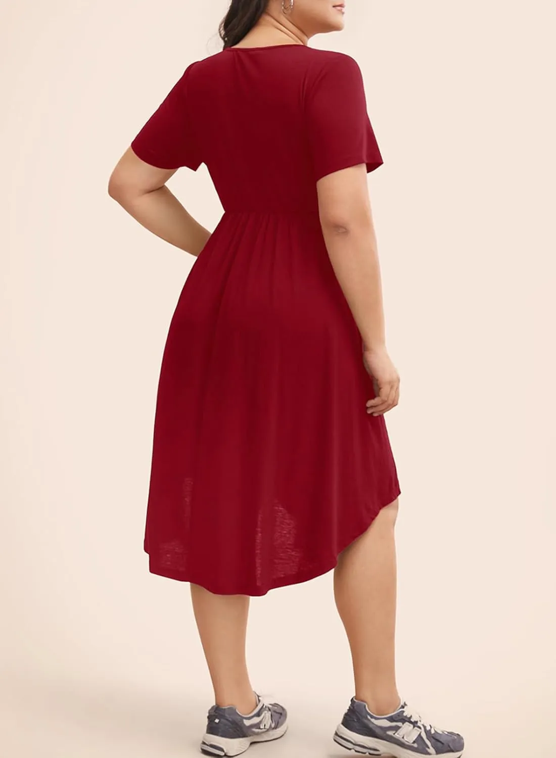 Eytino Women Plus Size Summer Dress Short Sleeve Sweetheart Neck Casual Mini Dresses