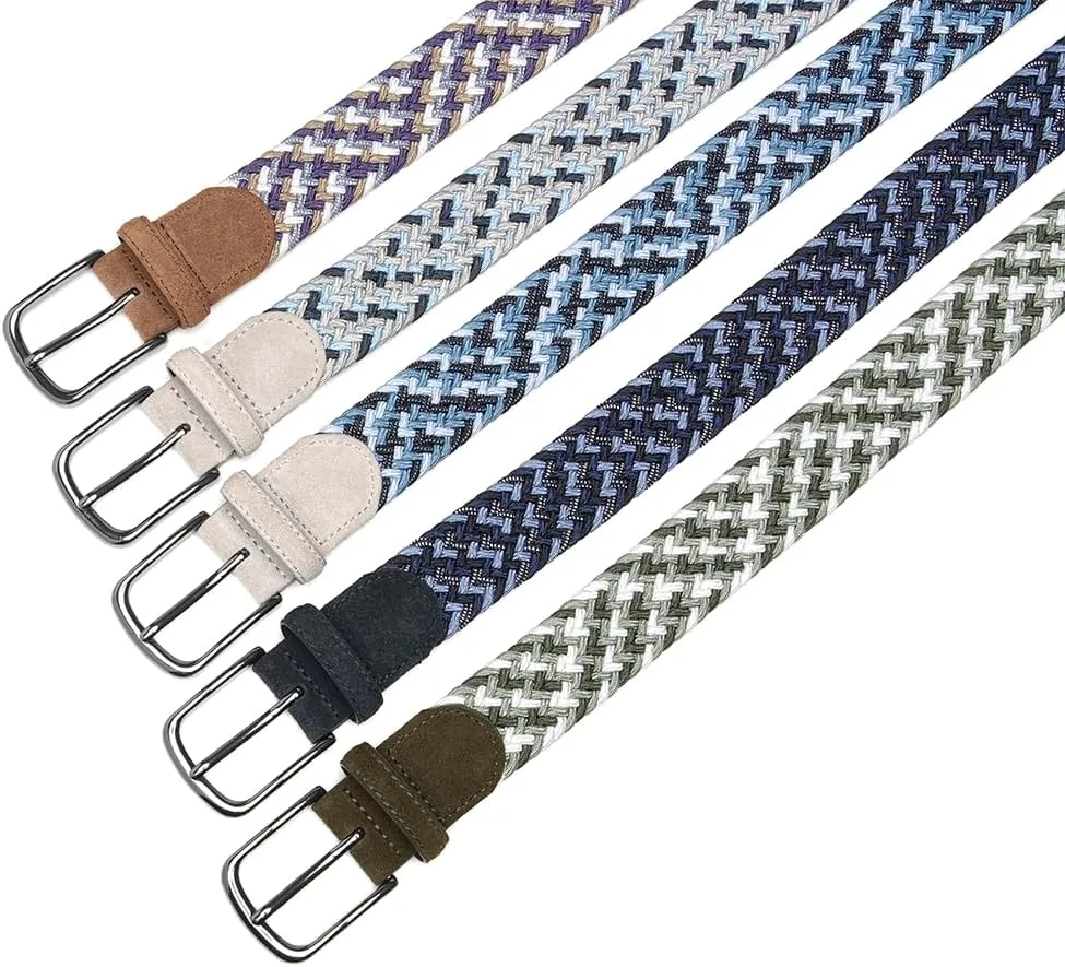 Fabio Valenti Men's Stretch Belt,Woven Braided Web Belt 1 3/8 for Golf Casual Pants Shirts Jeans