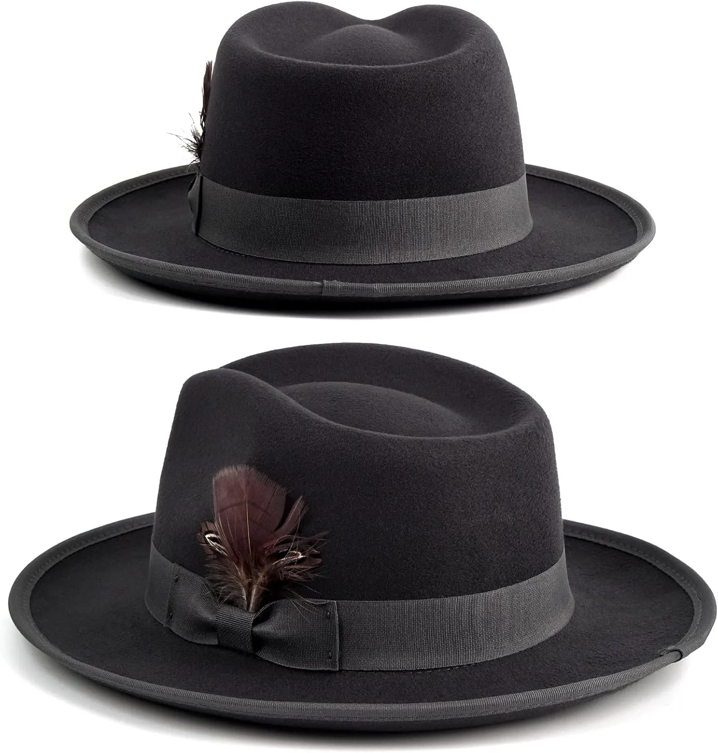 FADACHY Fedora Hats for Men & Women Wide Brim Felt Hat Dress Panama Trilby Hats