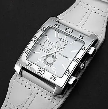 Fashion Square Watch Women White Wide Strap Quartz Wristwatch