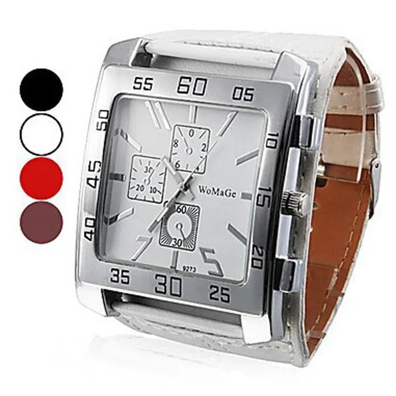 Fashion Square Watch Women White Wide Strap Quartz Wristwatch